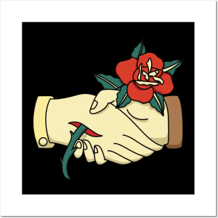 handshake roses Posters and Art